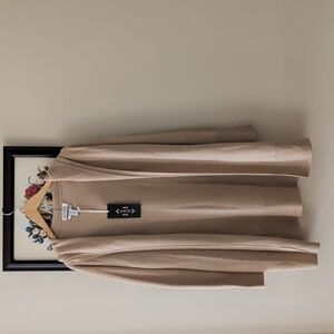 Nanette Lepore Tan Hooded 2-Ply Cashmere Cardigan Sweater